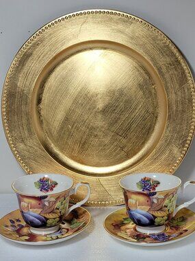 Crown Trent China Limited Fine Bone China Teacups and Saucers Set of 2